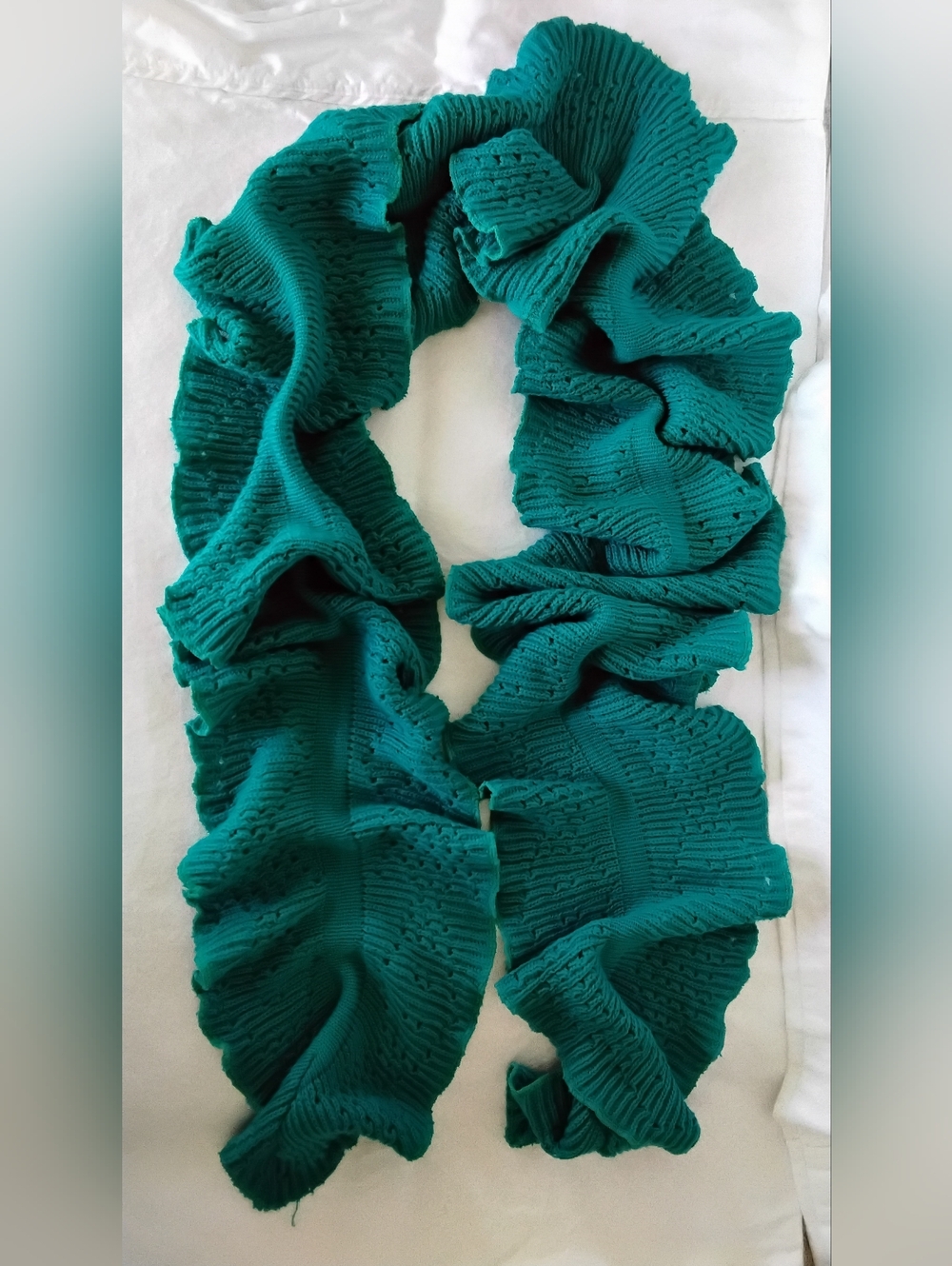 Cold Water Creek Dark Teal Ruffled Knit Scarf - Women Accessories